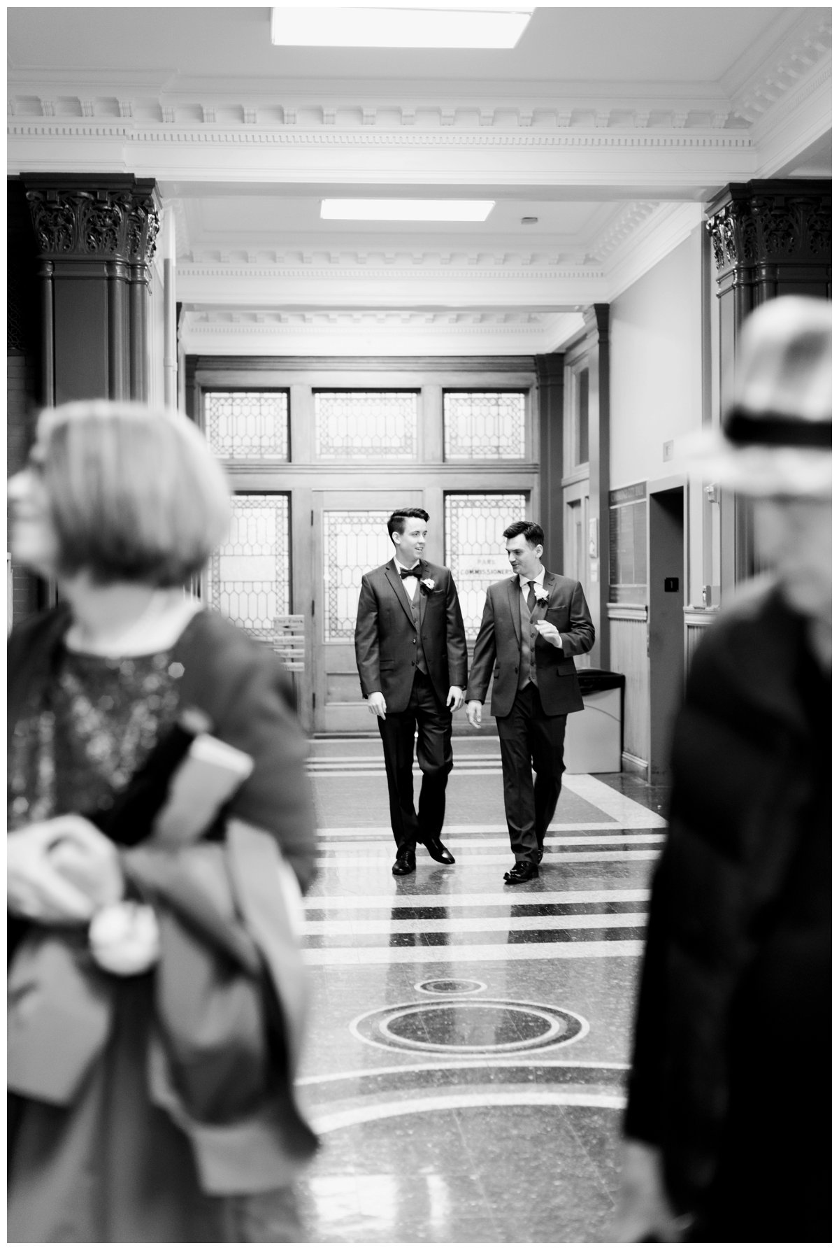 two grooms about to get married at cambridge city hall