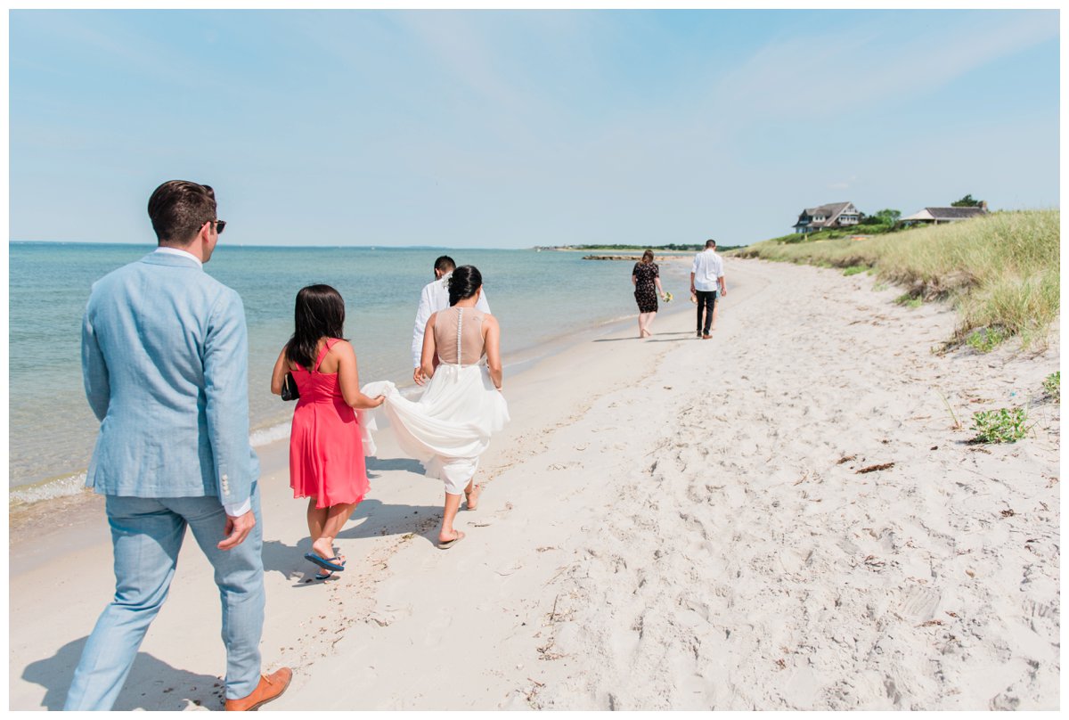 A wedding party in west falmouth for a beach wedding on cape cod