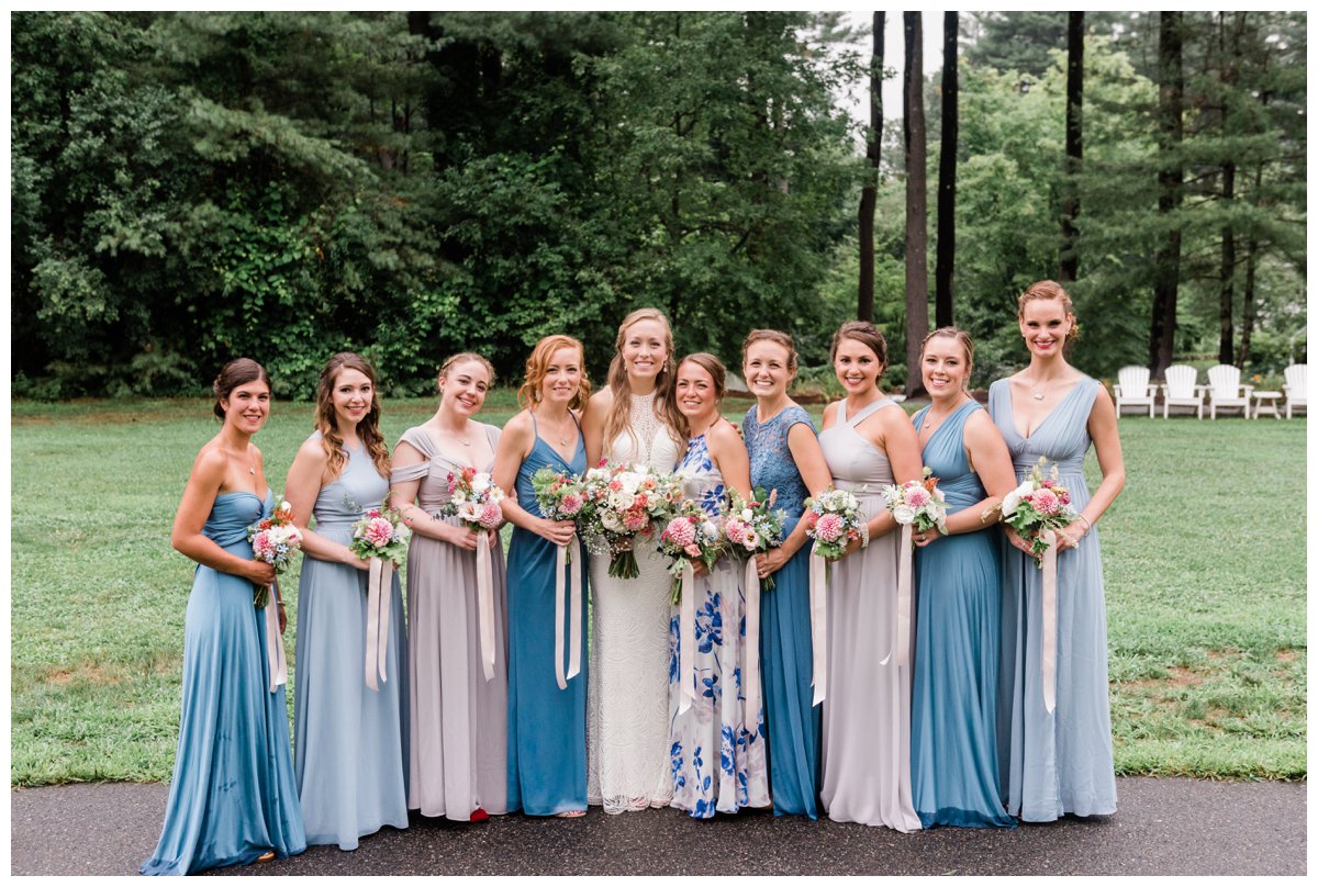 Warren Conference wedding pale blue bridesmaids mismatched dresses
