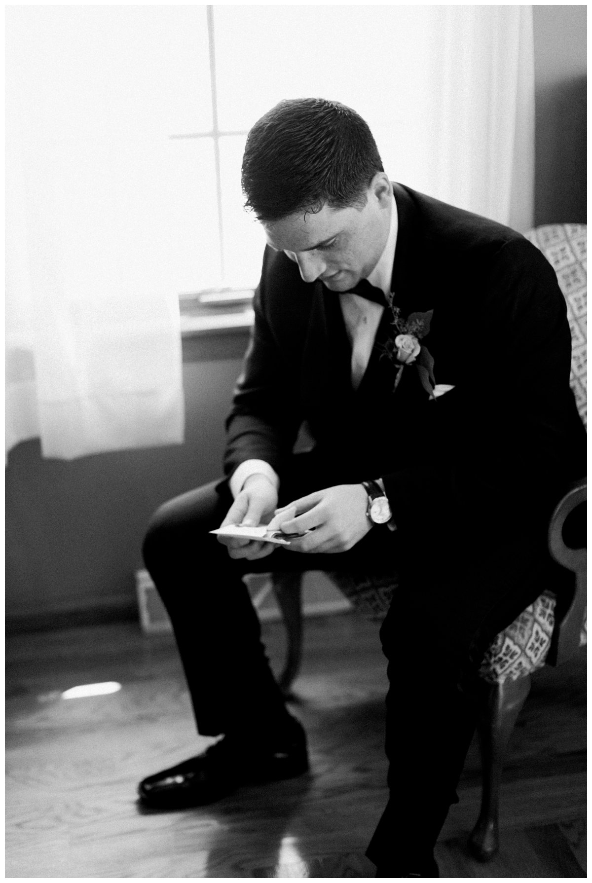 groom contemplating before the wedding