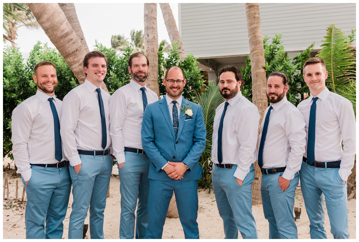 groom and groomsmen portrait at a south florida beach wedding