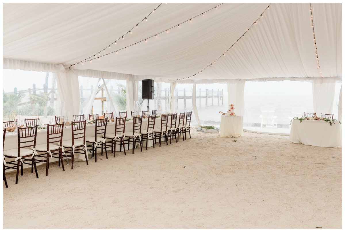 tented wedding reception on the beach in the florida keys