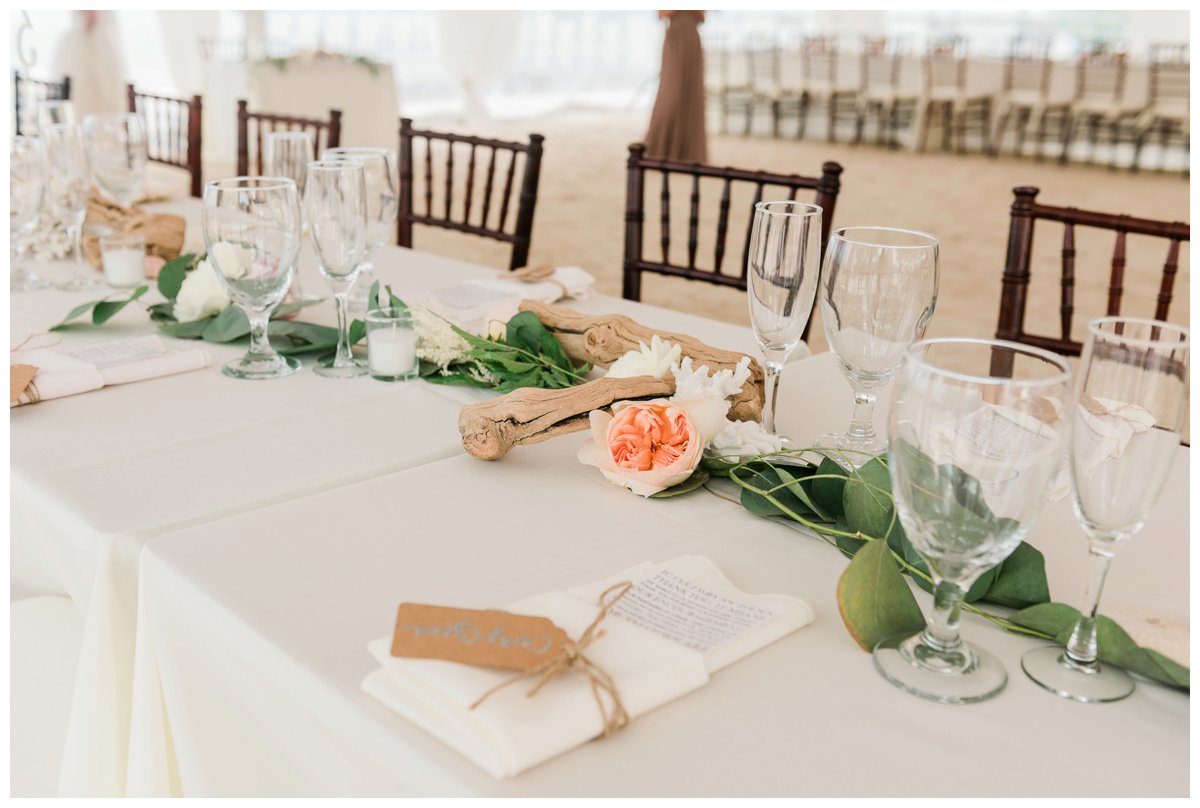 driftwood reception details at an islamorada beach wedding