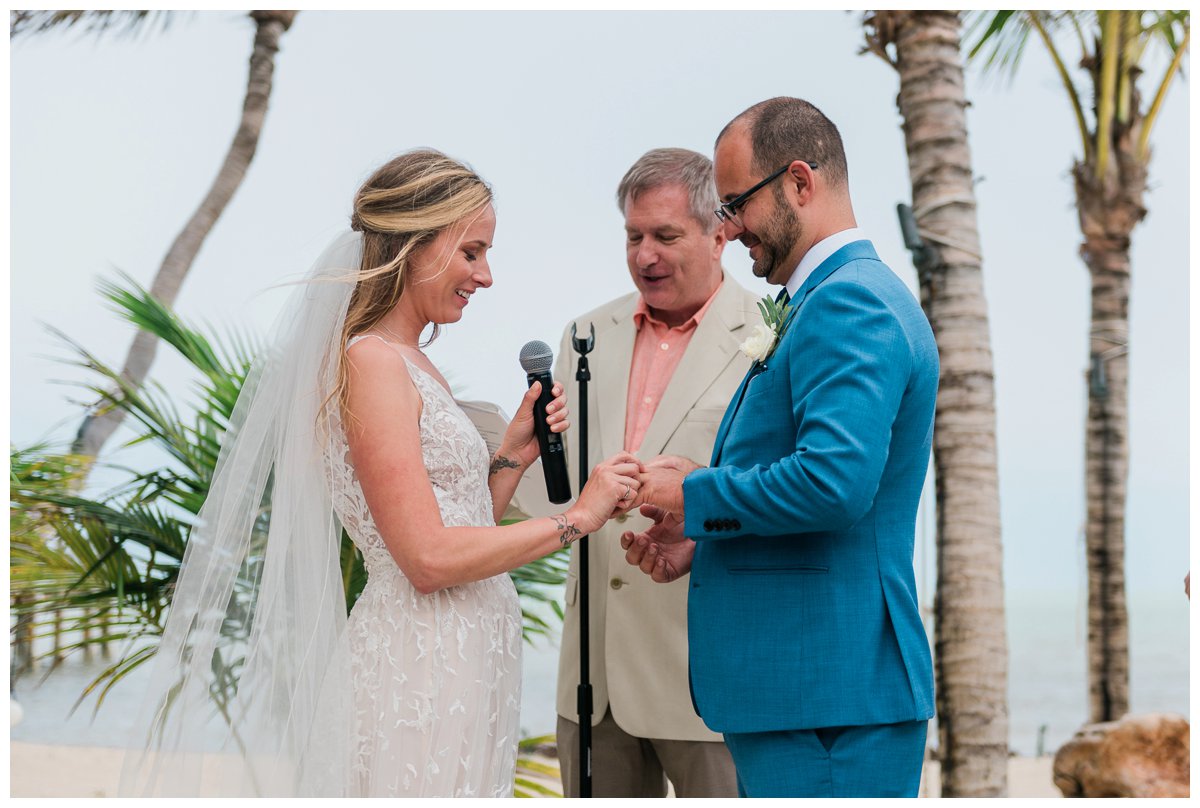 the ring exchange at an islamorada beach wedding