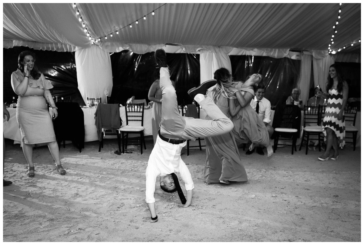 Guest dancing at outdoor wedding reception
