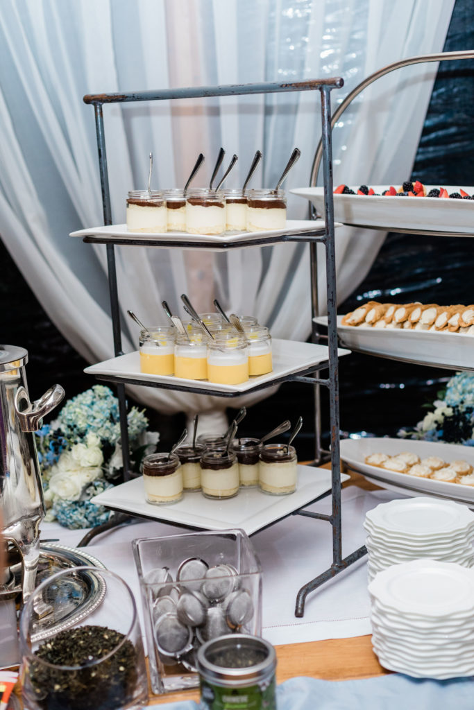 dessert trays at wedding reception