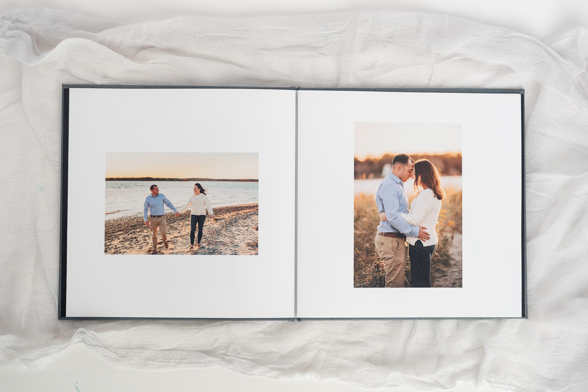 wedding guest book with engagement photos