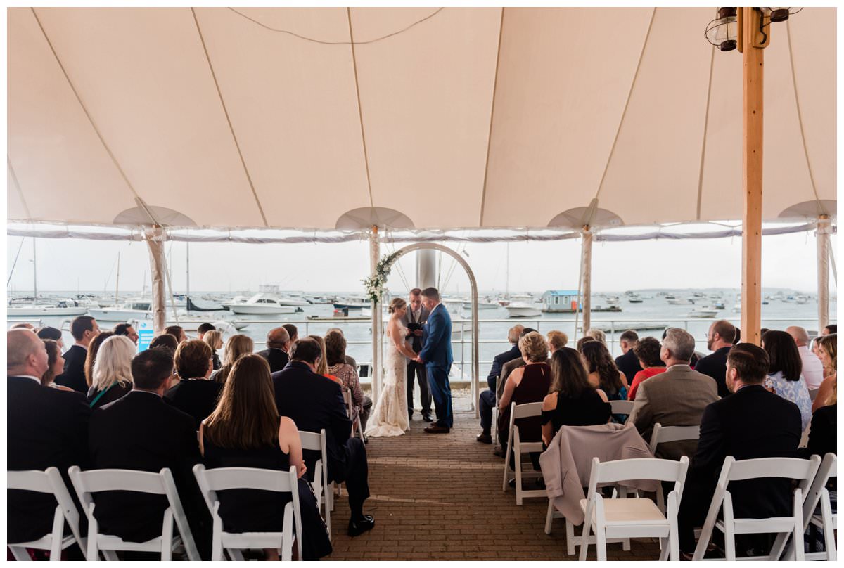 tented wedding ceremony at duxbury bay maritime school
