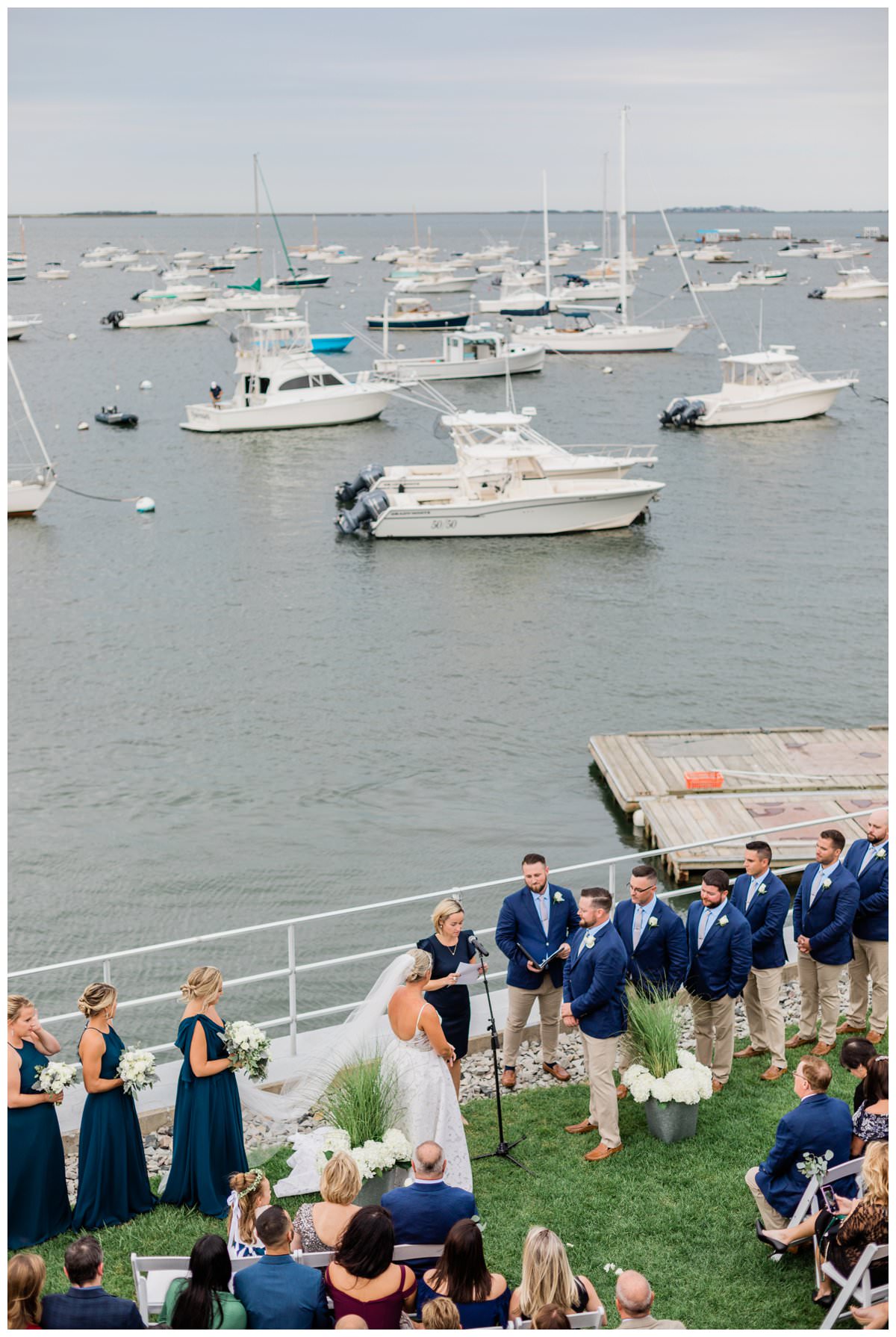 ceremony on the lawn at duxbury bay maritime school