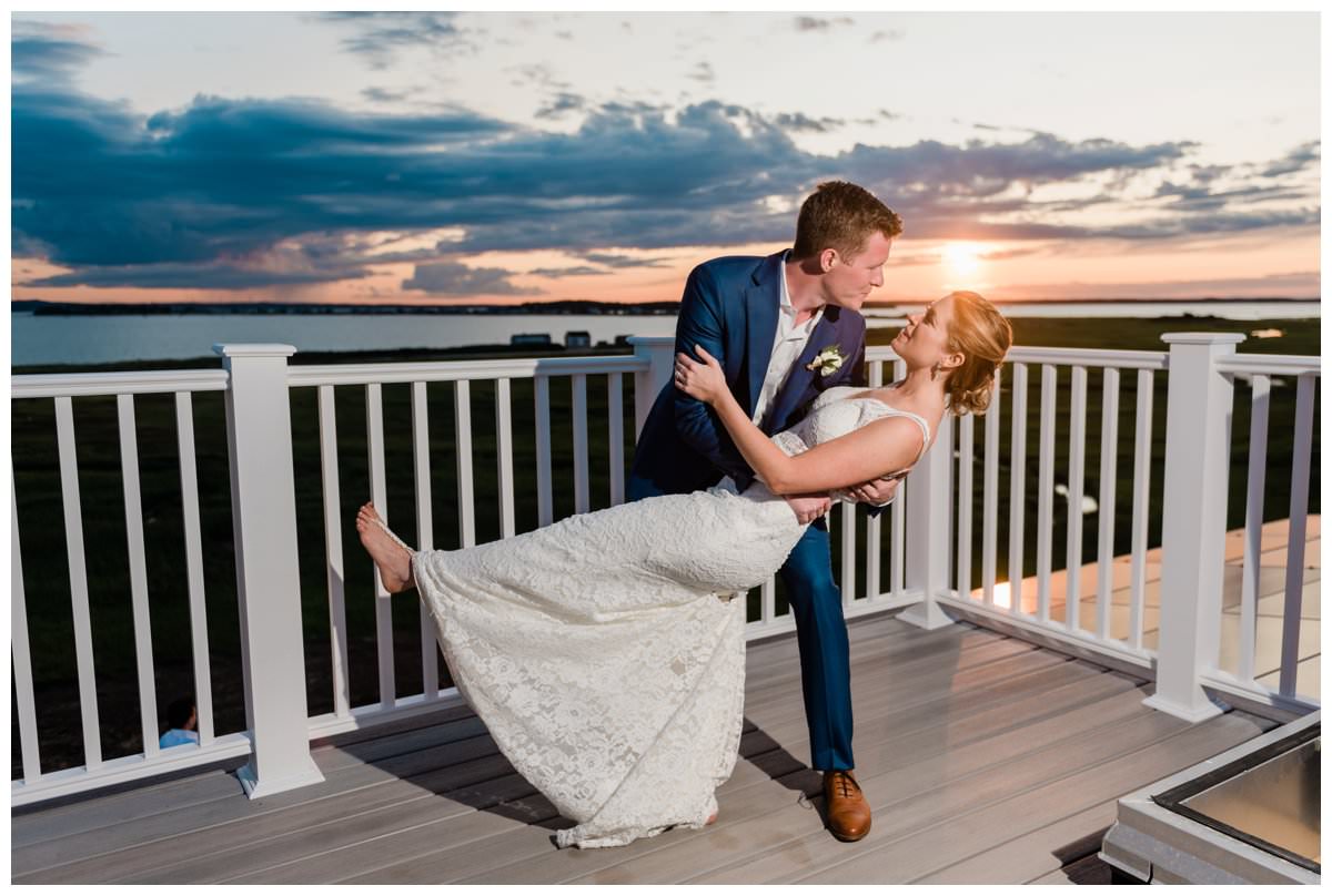 sunset portraits at a gurnet point wedding at a private residence in duxbury massachusetts