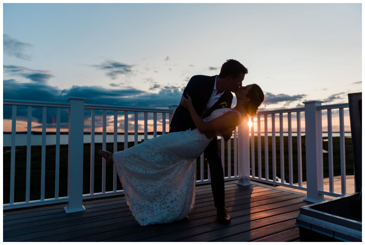 sunset portraits at a gurnet point wedding at a private residence in duxbury massachusetts