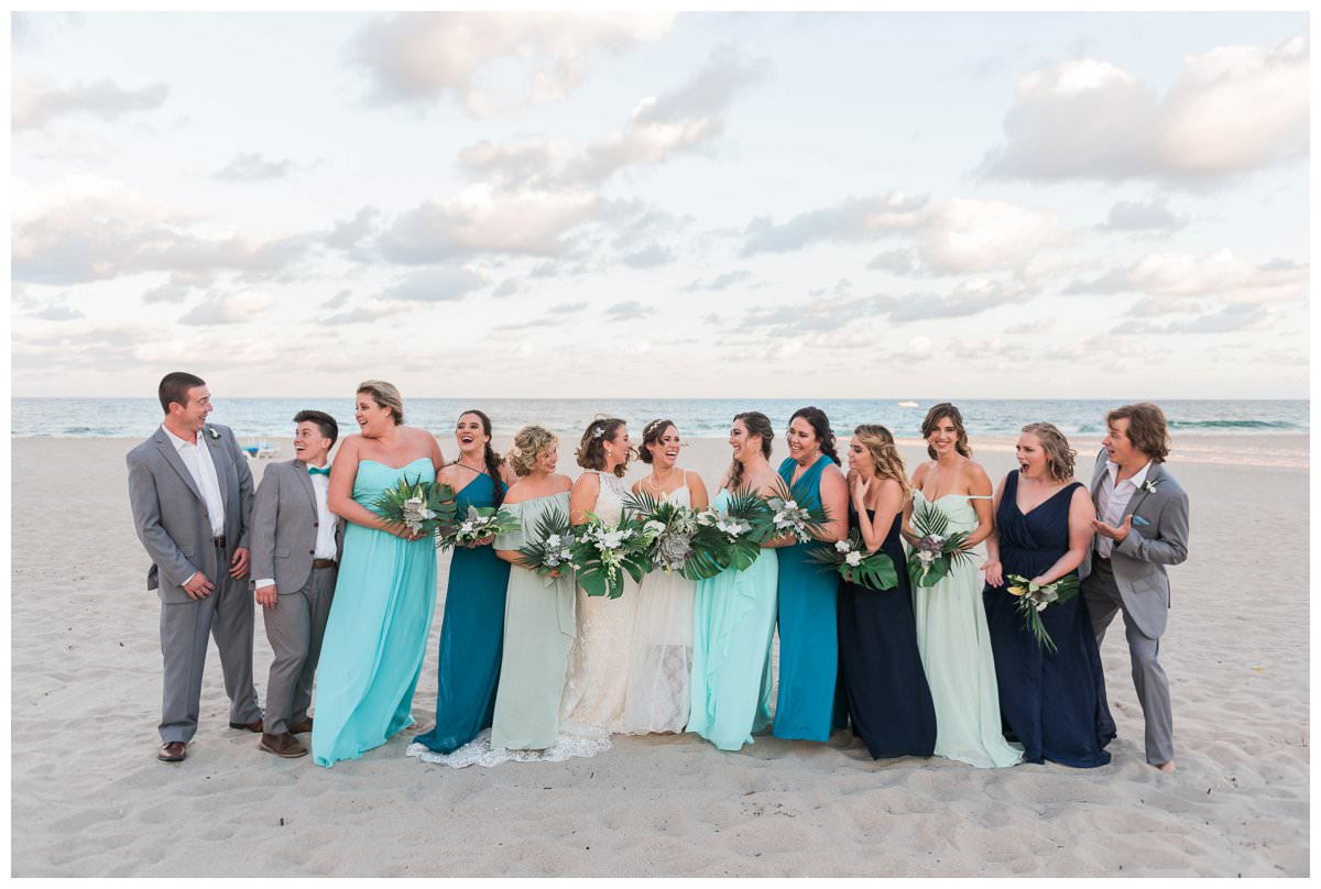 wedding party photo on the beach in singer island
