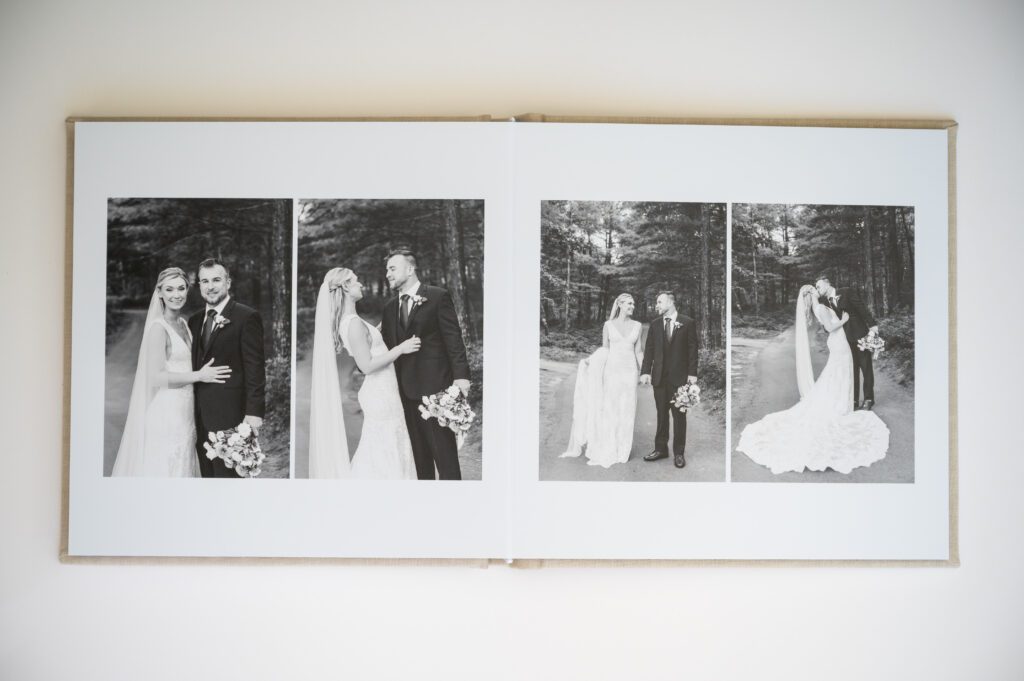 black and white bride and groom portraits