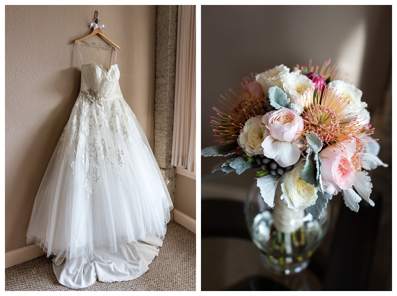 Castleton wedding gown and bouquet