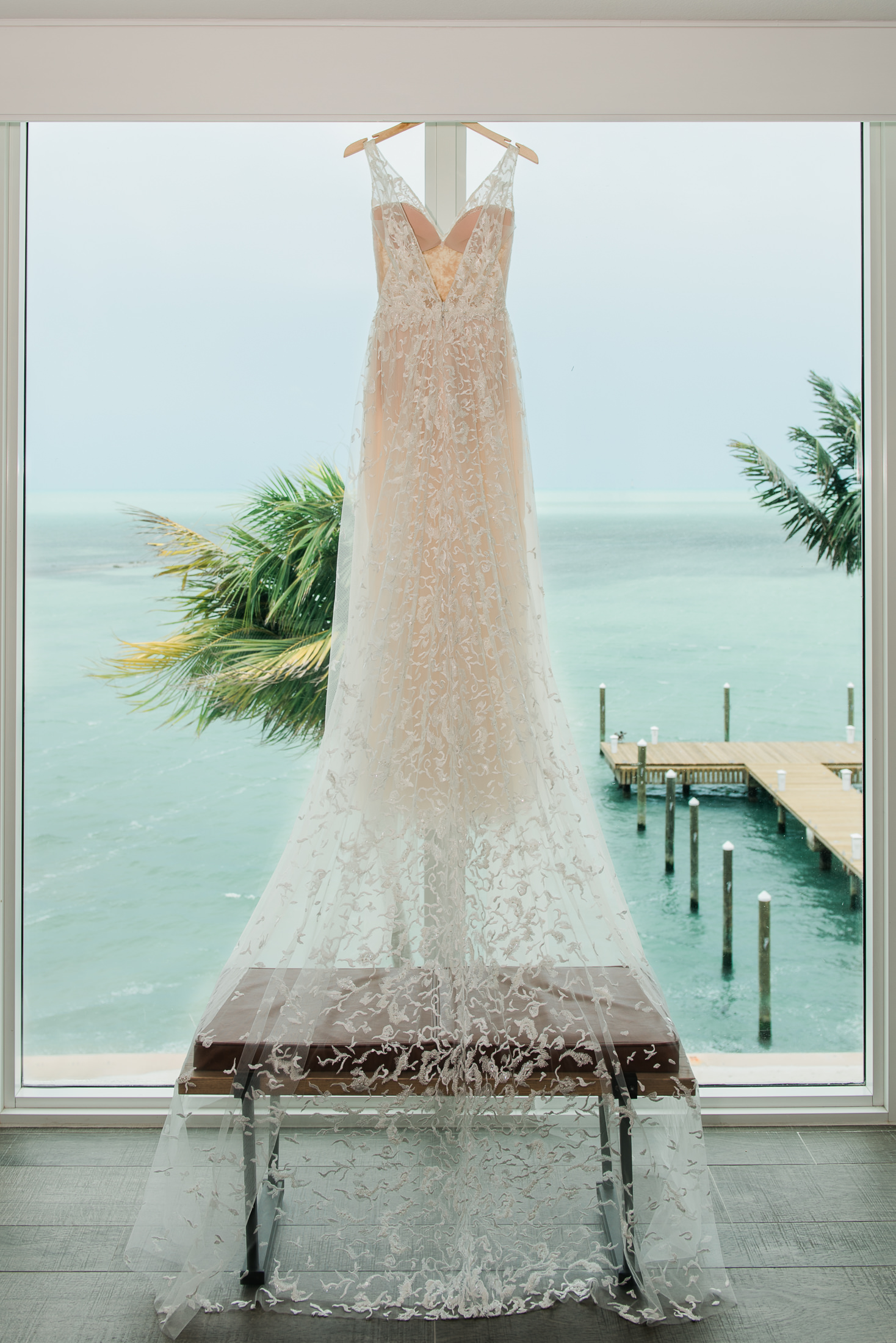 Wedding dress shot at a Florida keys destination wedding in Islamorada