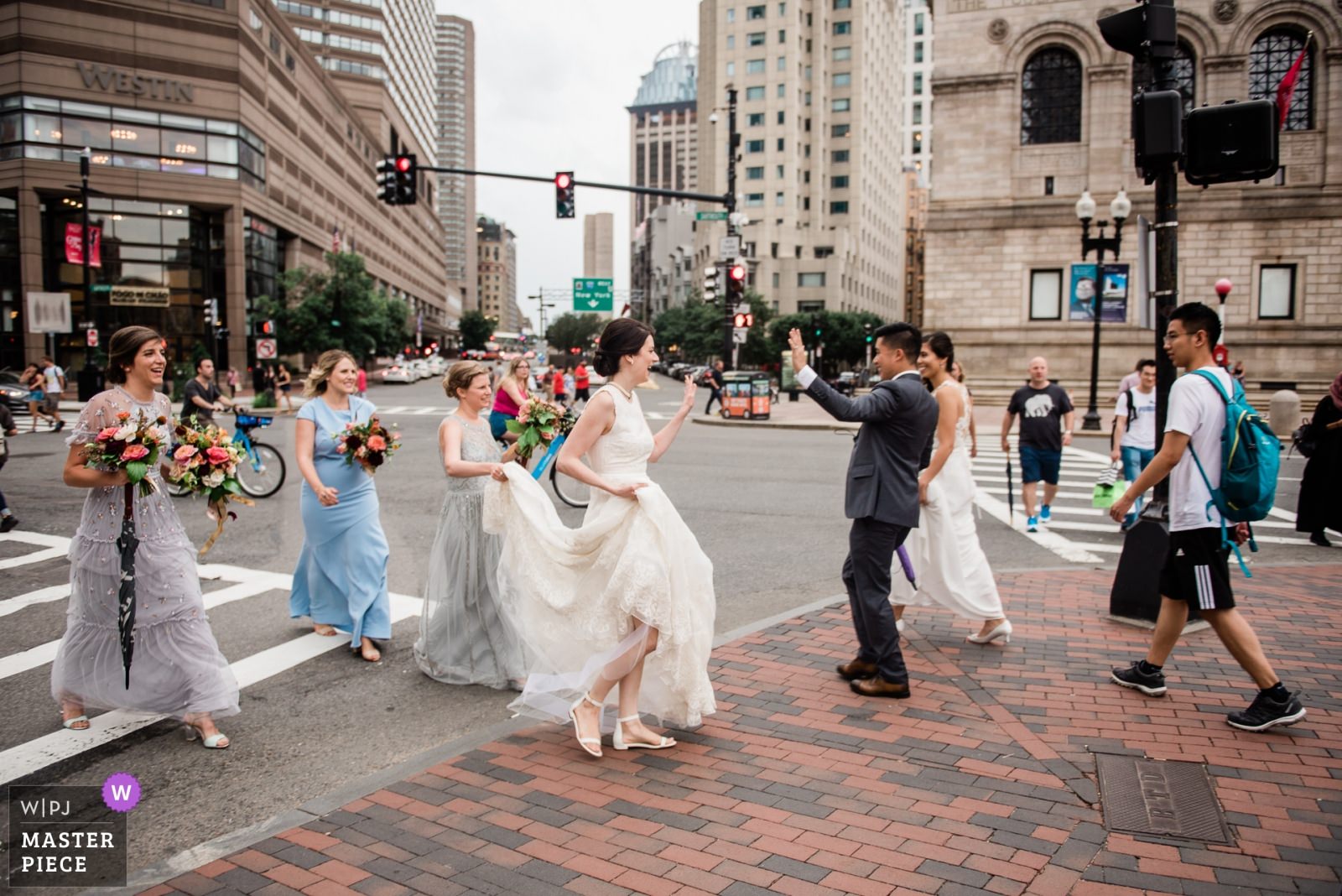 Boston wedding photojournalism in Copley Square