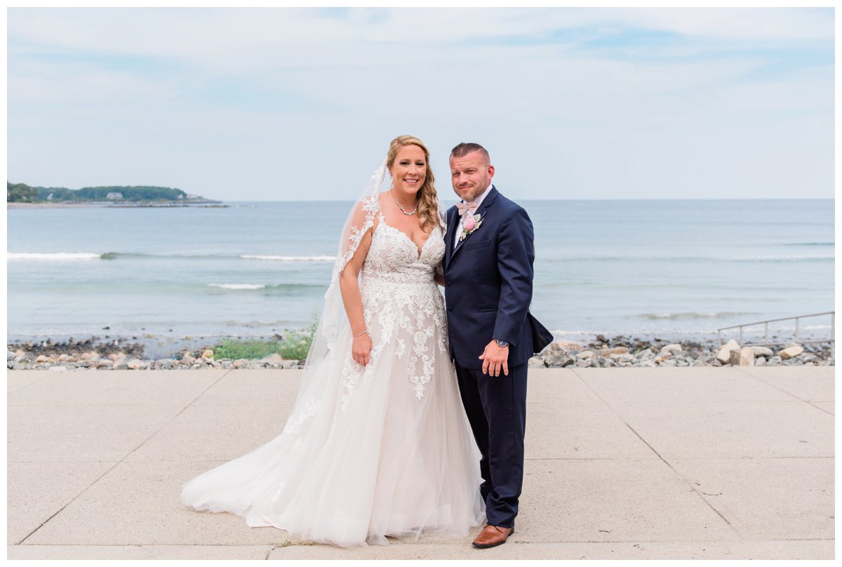 bride and groom portraits at short sands beach york maine